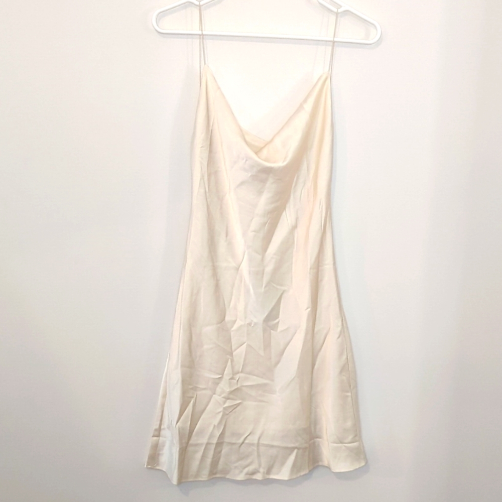 Satin Slip Dress cream color